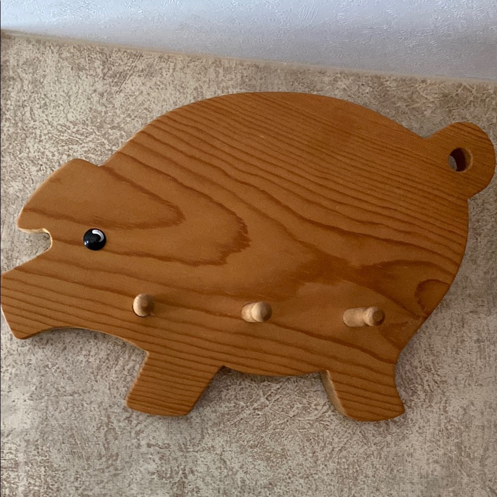 Wooden Pig Wall Hook Decor